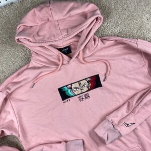 Sukuna Jujitsu Hiraeth Anime Eyes Graphic Hoodie Mens Size L Pink Manga Pullover